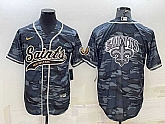 Men's New Orleans Saints Blank Grey Navy Team Big Logo With Patch Cool Base Stitched Baseball Jersey,baseball caps,new era cap wholesale,wholesale hats